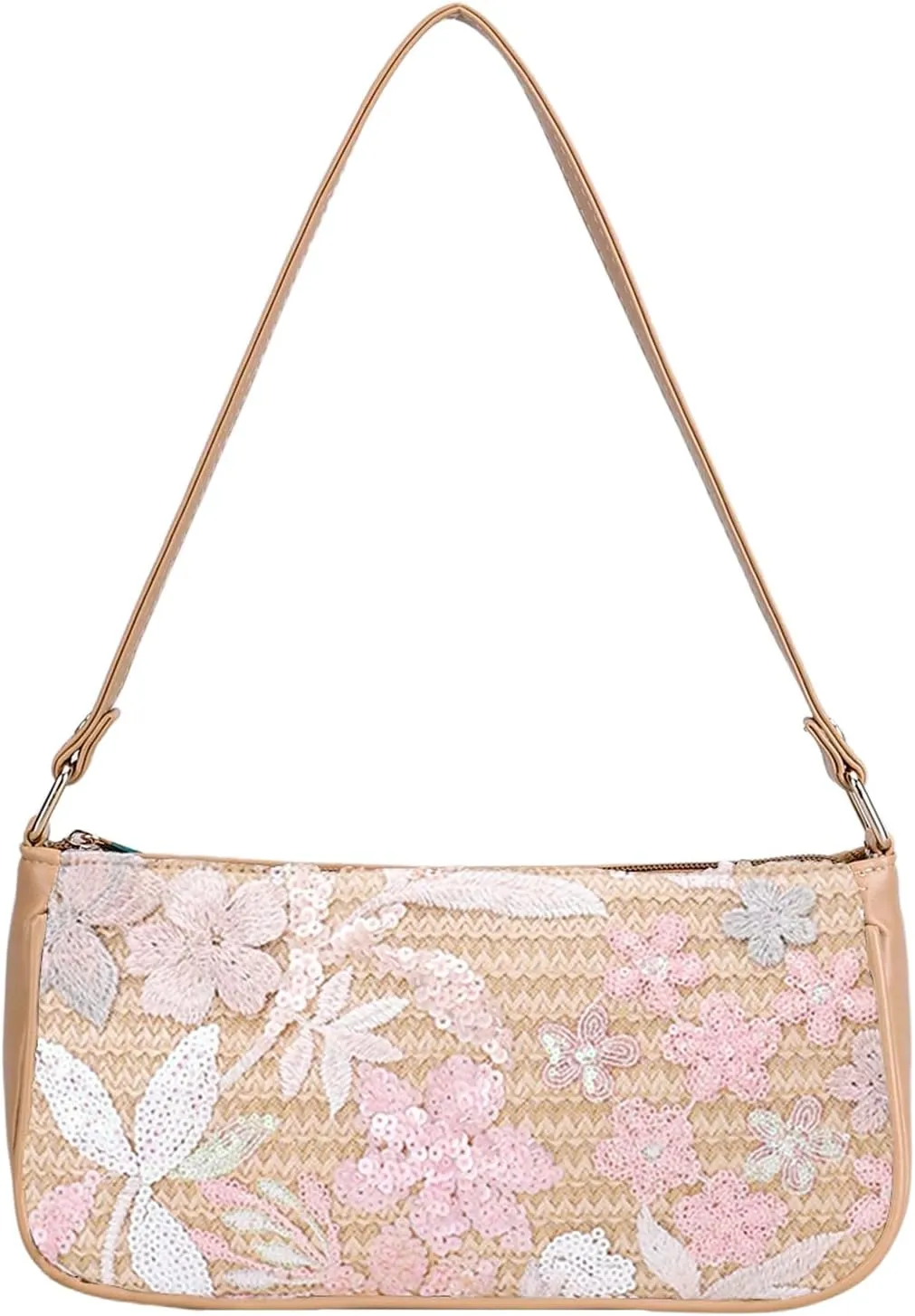 Verdusa Women's Floral Square Sequin Bag Top Handle Underarm Shoulder Handbags