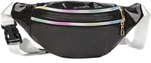 Waist Bags Women Silver Fanny Pack Female Belt Bag Black Geometric Waist Packs Laser Chest Bag Laser Bum Bag (Sequin black)
