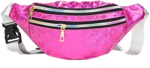 Waist Bags Women Silver Fanny Pack Female Belt Bag Black Geometric Waist Packs Laser Chest Bag Laser Bum Bag (Sequin rose)