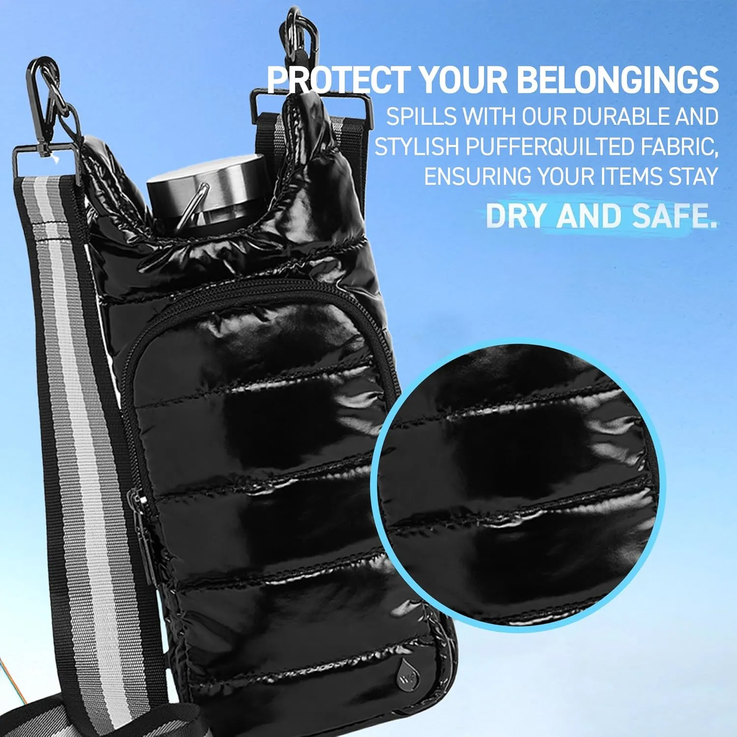 WanderFull Original HydroBag, Water Bottle Holder with Strap, Hands-Free Crossbody Water Bottle Carrier Bag w/Phone Pocket