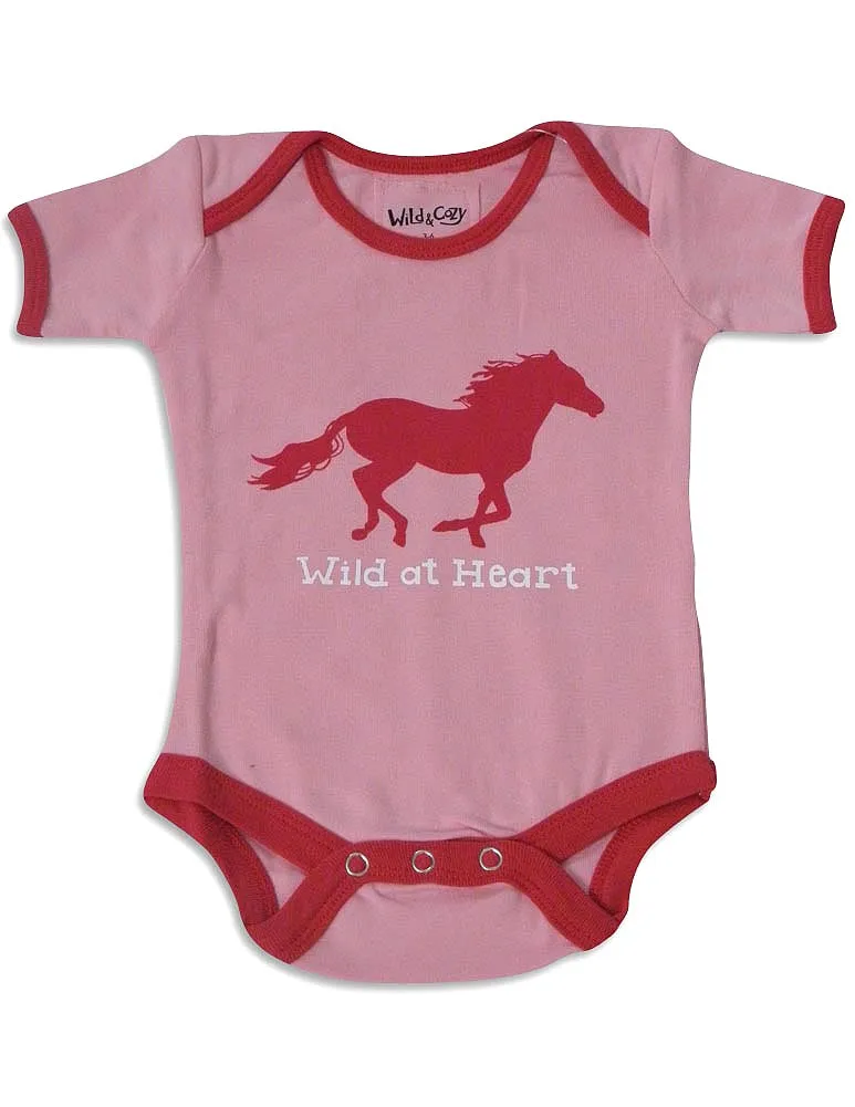 Wild and Cozy - Horse Print Cotton Onesie for Infant Baby Girls'