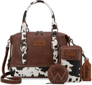 Wrangler 3Pcs Doctor Bag Sets for Women Top-handle Satchel Bag with Cell Phone Handbag and Coin Purse