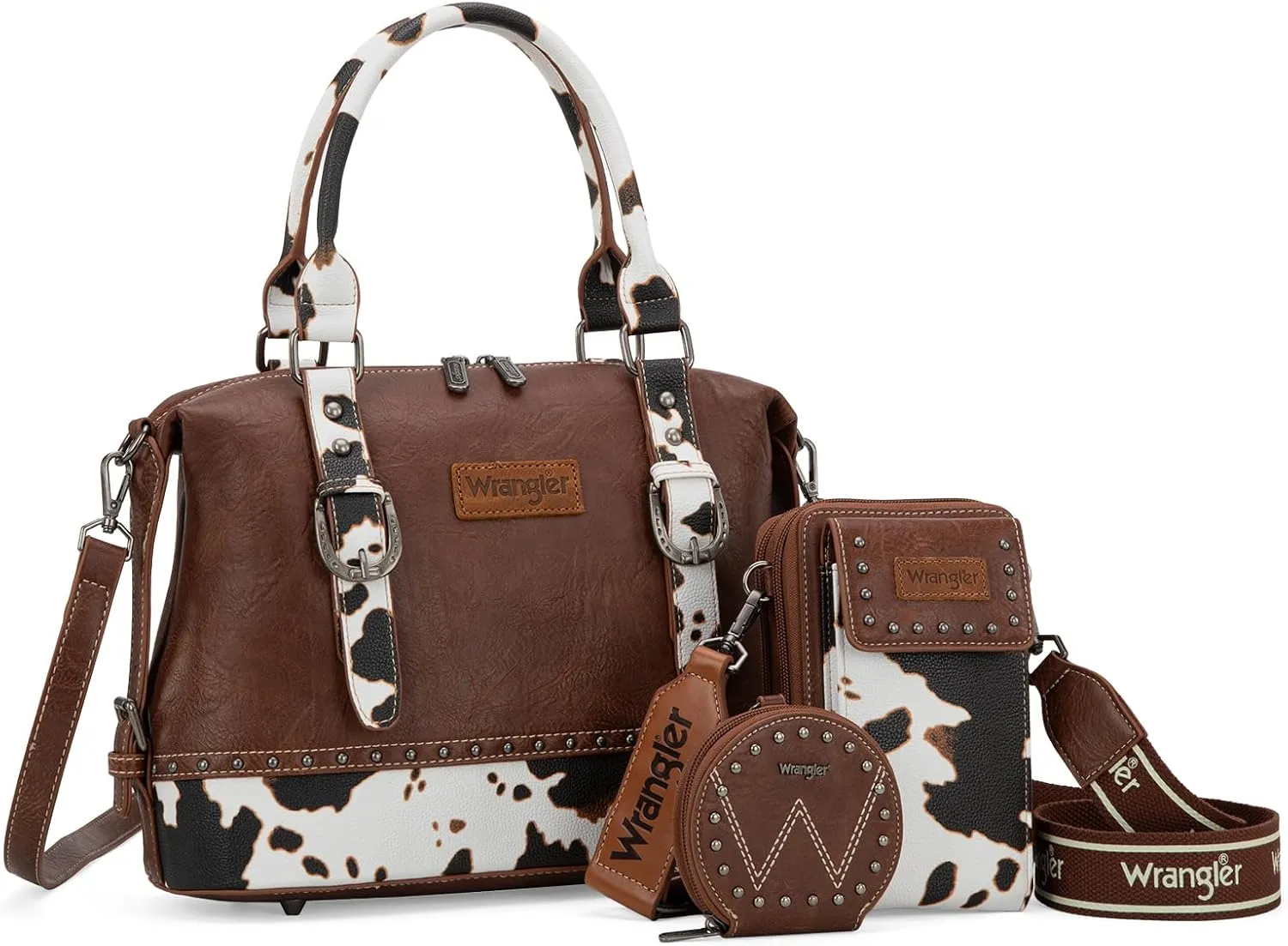 Wrangler 3Pcs Doctor Bag Sets for Women Top-handle Satchel Bag with Cell Phone Handbag and Coin Purse