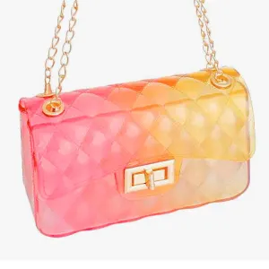 Yellow Pink Quilted Flap Mini Jelly Bag