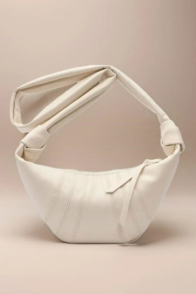 Zenana Upper East Side Ivory Faux Leather Half Moon Bag